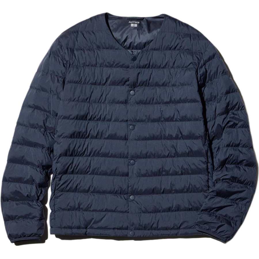 UNIQLO PUFFTECH Puffer Jackets Men's Navy Blue Crew Neck Moderate