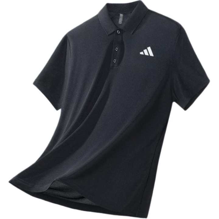 Adidas Adidas Polo Shirts Men's Black/Blue/White Lapel Moderate Straight Fit