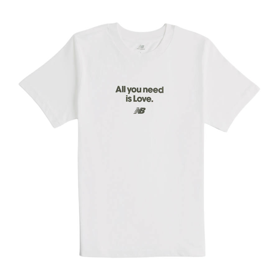 New Balance New Balance T Shirts Men's White Crew Neck Moderate Straight Fit