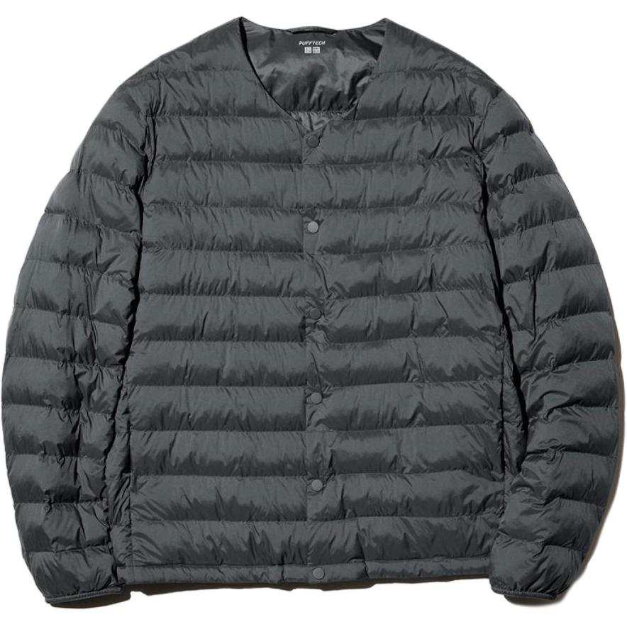 UNIQLO PUFFTECH Puffer Jackets Men's Dark Gray Crew Neck Moderate