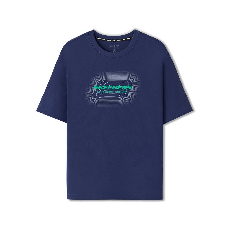 Skechers T Shirts Unisex Marine Blue 00DU Crew Neck Moderate Straight Fit
