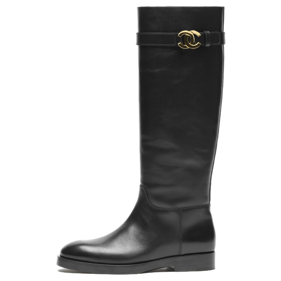 CHANEL CHANEL Knee High Boots Women's Black