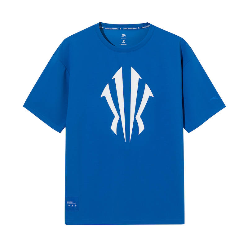 ANTA T Shirts Men's Klein Blue Crew Neck Moderate Straight Fit