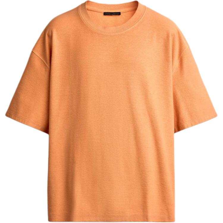 ZARA T Shirts Men's Orange Crew Neck