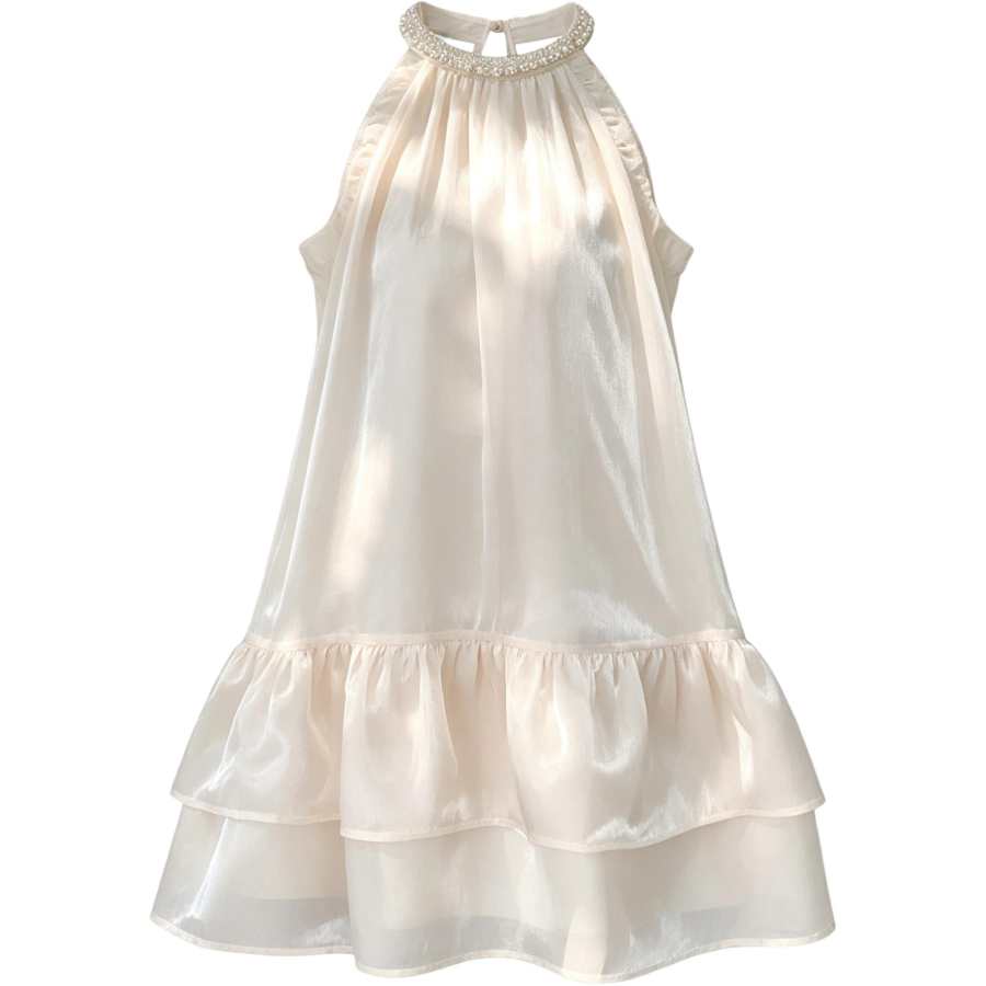 CHARM GLOW Sleeveless Dresses Women's Halter Moderate Short Skirt A Line Skirt