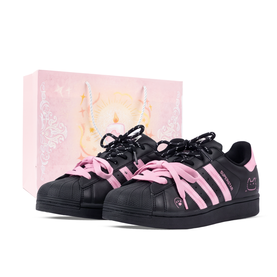 Adidas Originals SUPERSTAR Skateboard Shoes Unisex Low Top Black/Pink