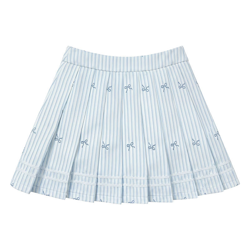 FABRIC PIG Casual Short Skirts Women's Blue Short Skirt Thin Short Skirt Pleated Skirt