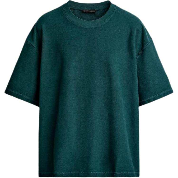 ZARA T Shirts Men's Green Blue Crew Neck