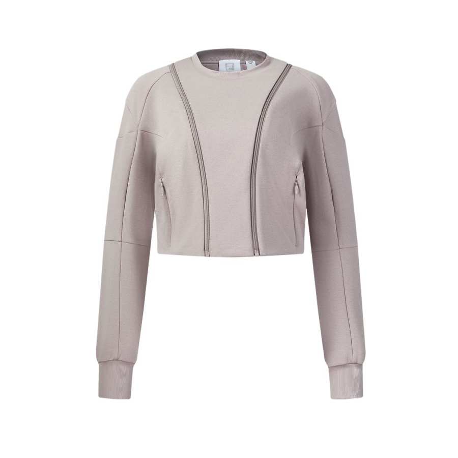 FILA Knitwear Women's Eggplant Orchid Purple Crew Neck Moderate