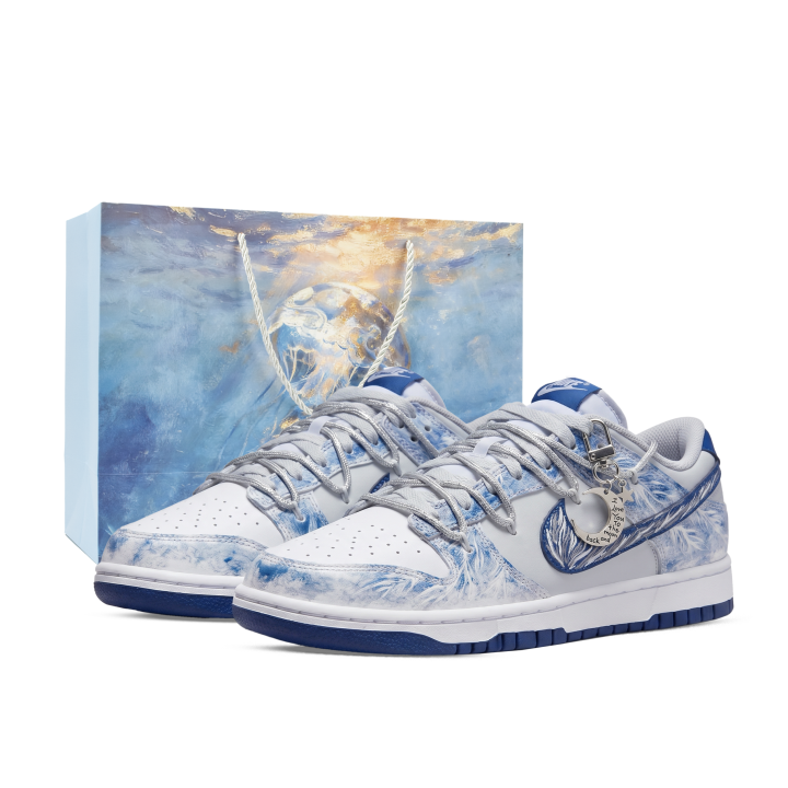 Nike Nike Dunk Skateboard Shoes Unisex Low Top White/Blue/Gray