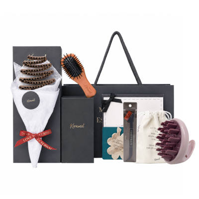 Krramel Goddess Exclusive PINEBOLE Spongy Pig Bristle Hair Brush+Mini, Small Comb