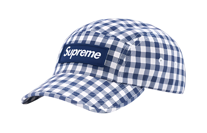 Supreme Supreme 100% Cotton Plaid Twill Baseball Caps Unisex Blue/White