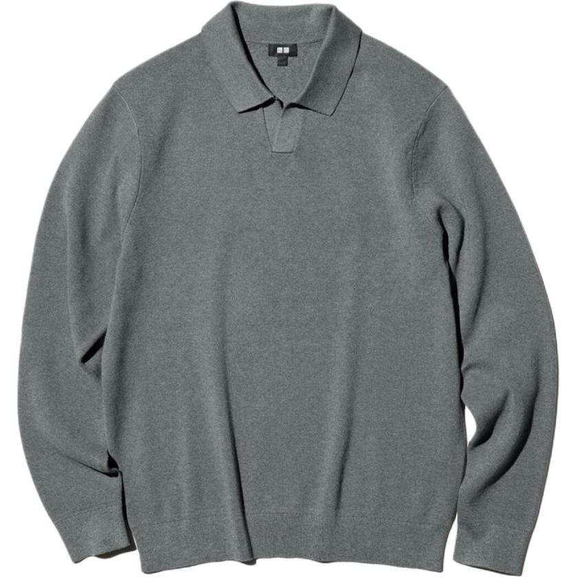 UNIQLO FW26 Polo Shirts Men's Asphalt Gray Half Open Collar Moderate