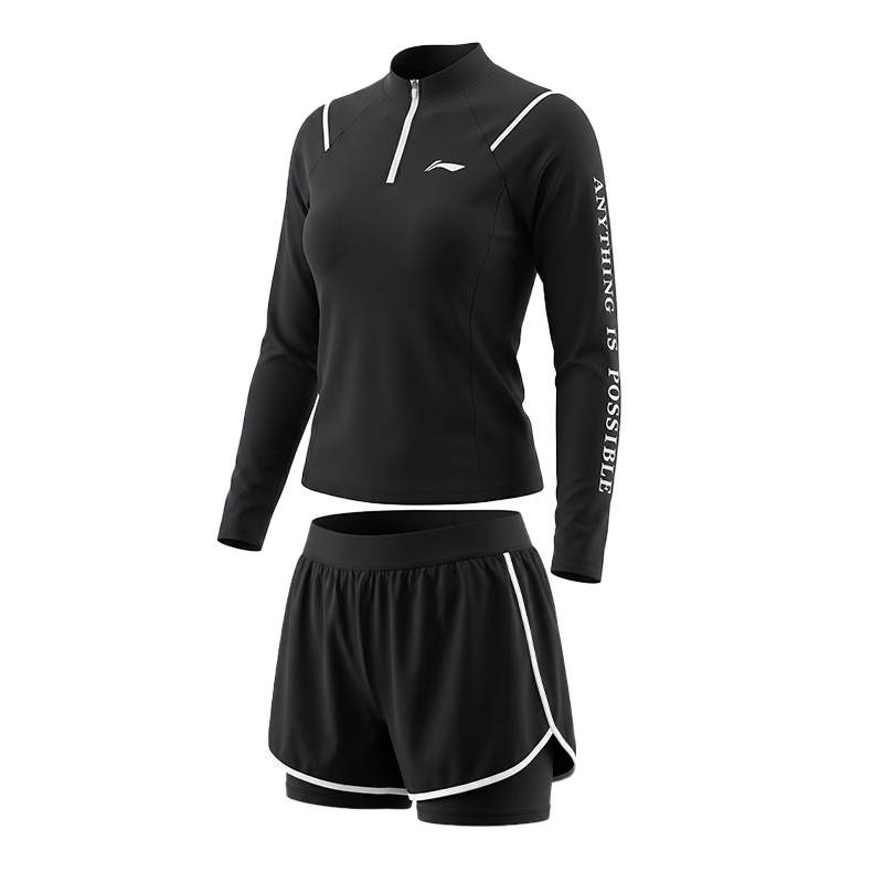 Li-Ning Li Ning Two Piece Swimsuits Women's Black Square Leg Two Piece Swimsuit