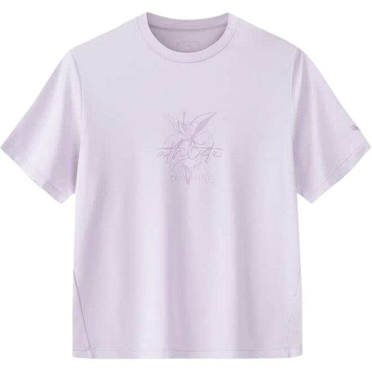 ANTA Variety Training Collection T Shirts Women's Twilight Mountain Purple Crew Neck Moderate Straight Fit
