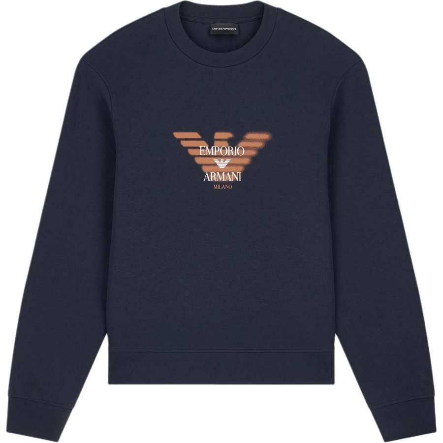 EMPORIO ARMANI Sweatshirts Men's Marine Blue Crew Neck Moderate Straight Fit