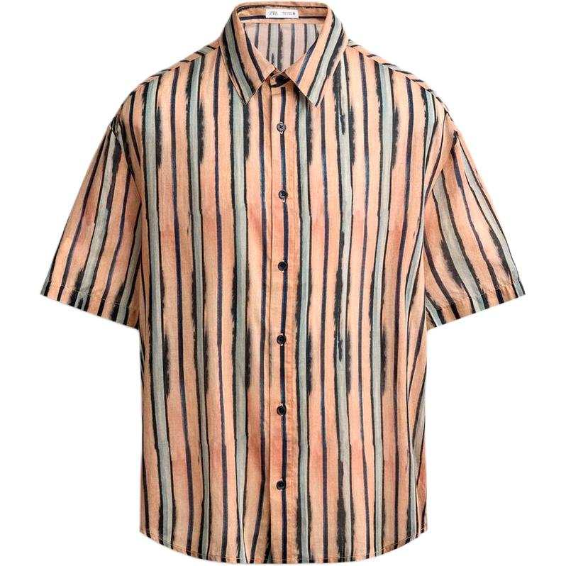 ZARA Shirts Men's Light Pink Lapel Moderate