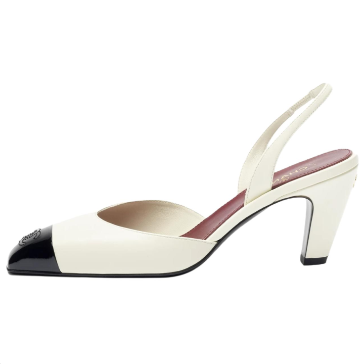 CHANEL CHANEL High Heels Women's Ivory White & Black