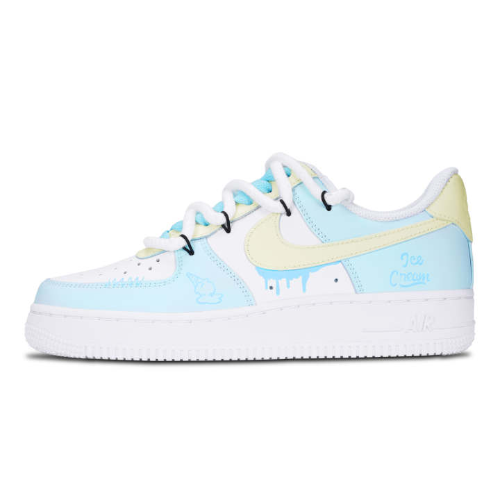 Nike Nike Air Force 1 Skateboard Shoes Unisex Low Top Blue/Yellow/White