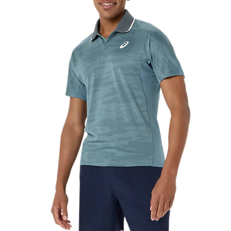 ASICS ASICS Polo Shirts Men's Mist Blue Green Lapel Moderate