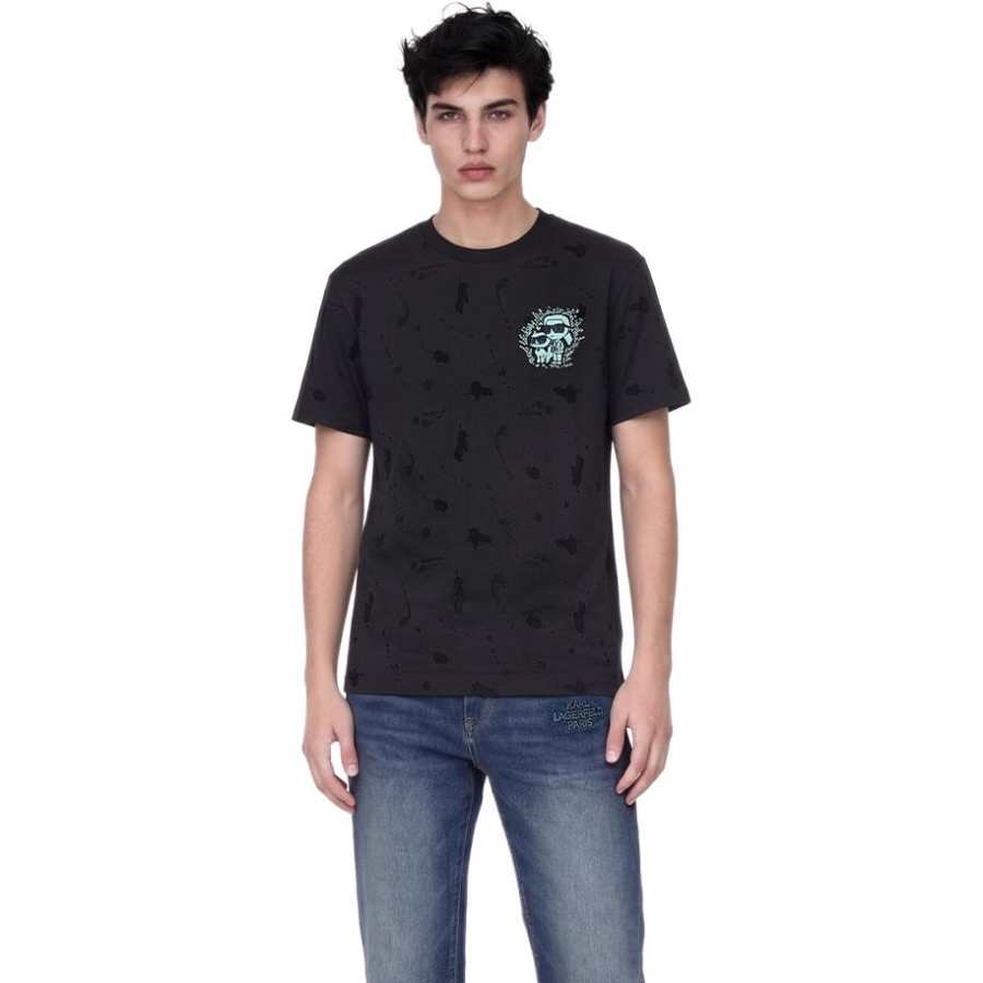 KARL LAGERFELD / Karl Lagerfeld Jeans T Shirts Men's Black Crew Neck Moderate