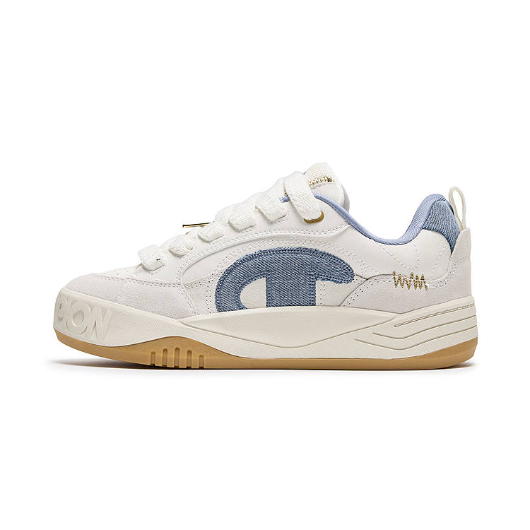 Champion Skateboard Shoes Women's Low Top Milk White/Timeless Blue