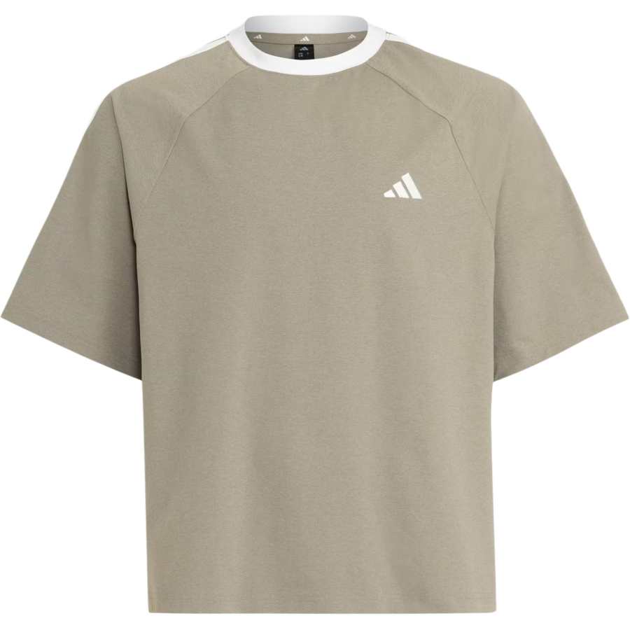 Adidas Adidas T Shirts Men's Silver Pebble/White Crew Neck Moderate
