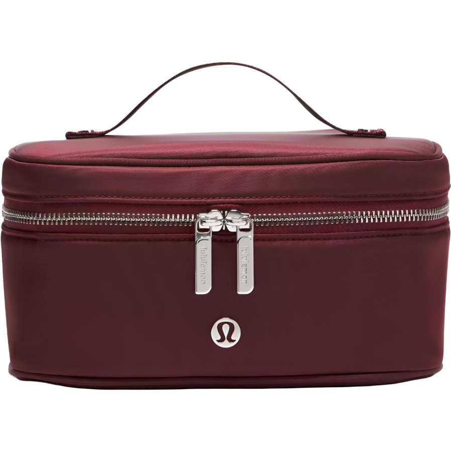 Lululemon Nylon Travel Storage Bag Women's Burgundy Red & Black & Silver