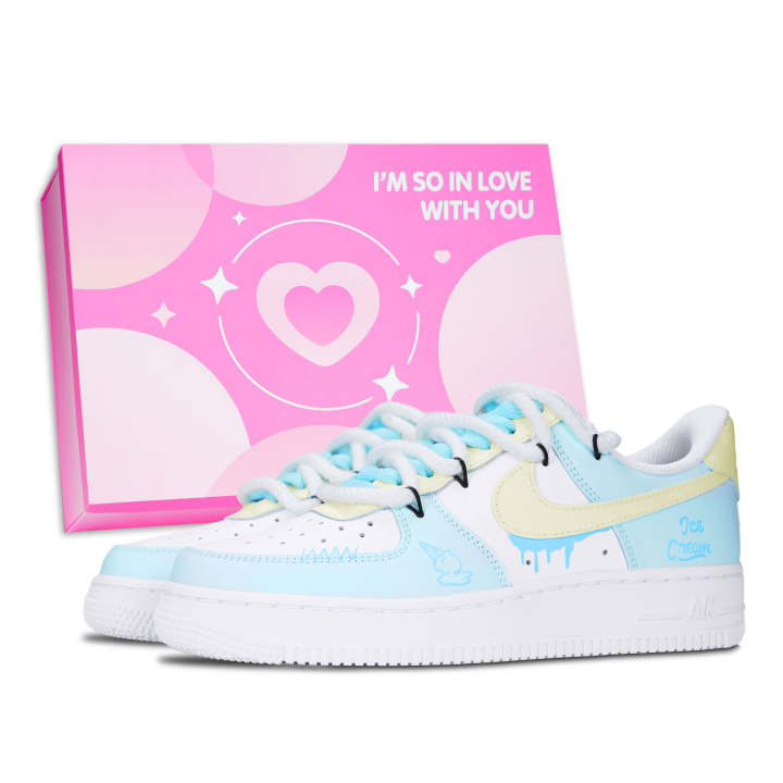 Nike Nike Air Force 1 Skateboard Shoes Unisex Low Top Blue/Yellow/White