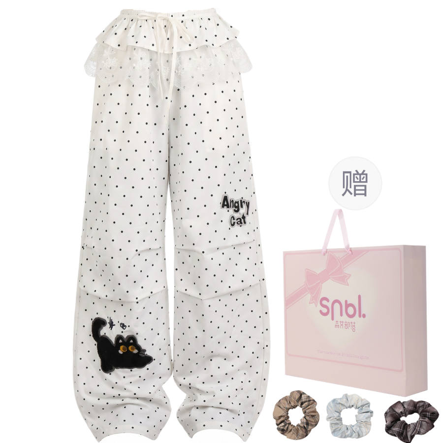 SNBL Casual Pants Women's White Moderate Wide Leg Pants