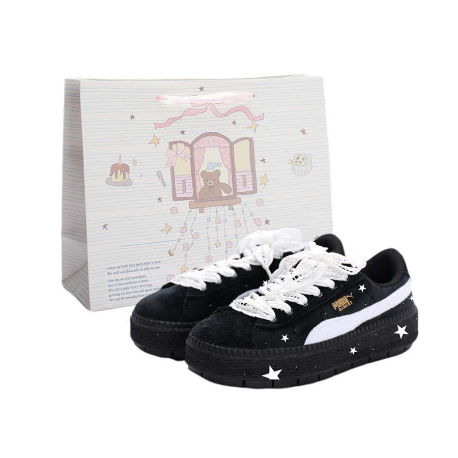 PUMA Platform Trace Skateboard Shoes Women's Low Top Black/Pink