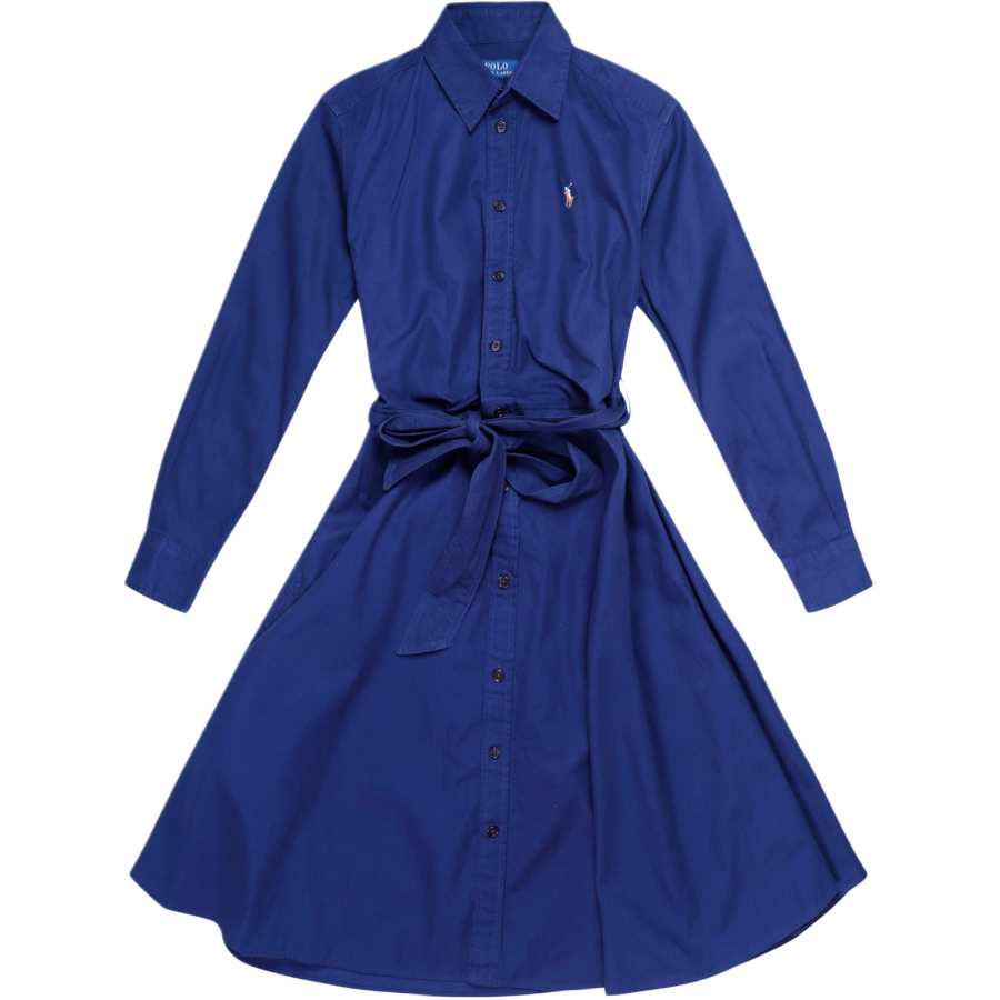 Polo Ralph Lauren Long Sleeved Dresses Women's Marine Blue Lapel Moderate Midi Dress Other