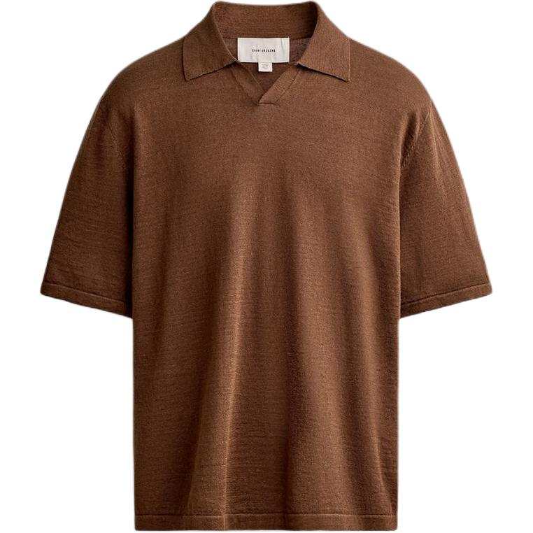 ZARA ORIGINS Polo Shirts Men's Zebra Print Brown Moderate