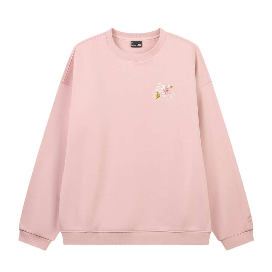 Li-Ning Li Ning Sports Life Collection Sweatshirts Women's Dust Sand Pink Crew Neck Moderate Straight Fit