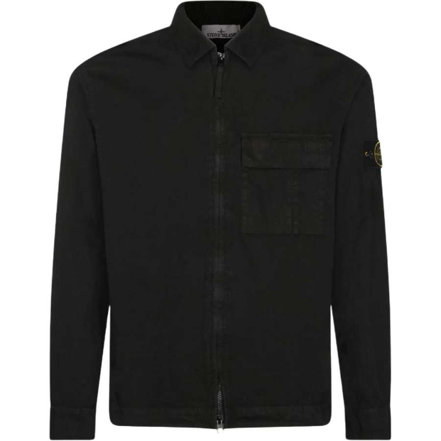 Stone Island flap-pocket logo-patch shirt