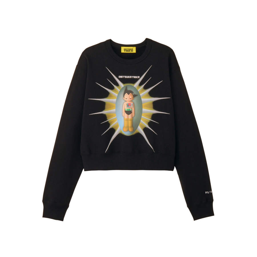Onitsuka Tiger Sweatshirts Women's Black Crew Neck Moderate
