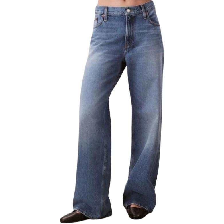 Calvin Klein Jeans Women's YY5 Denim Light Blue Moderate Wide Leg Pants