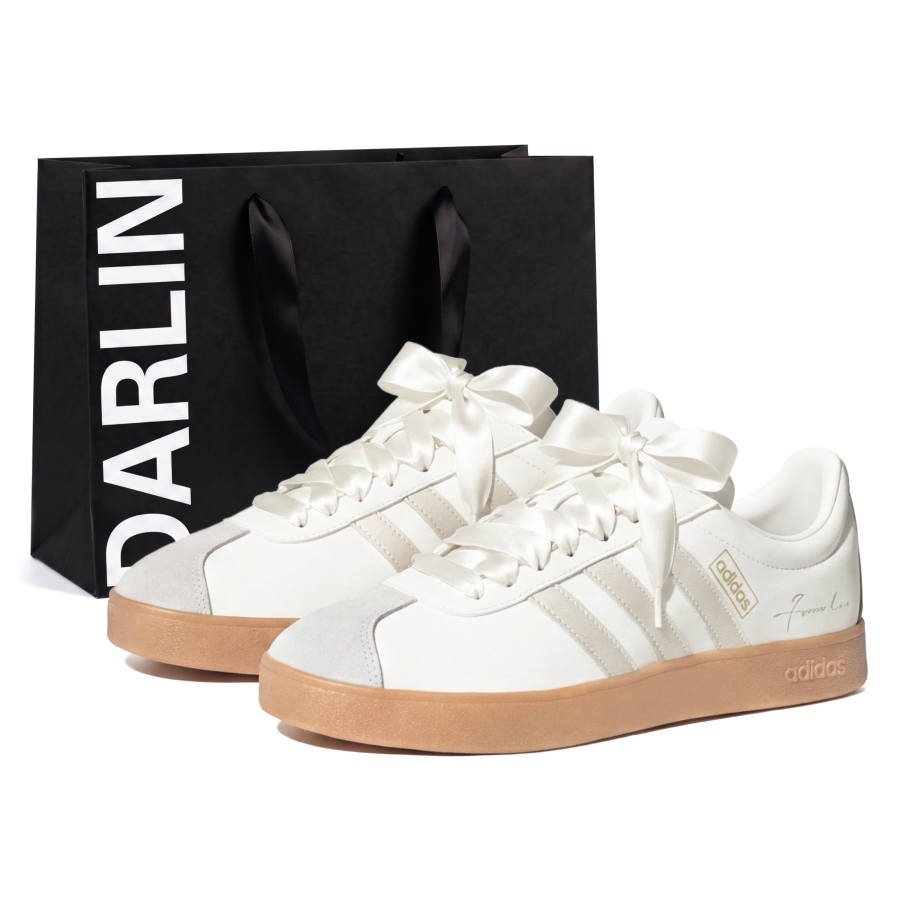 Adidas Adidas VL COURT 2.0 Skateboard Shoes Unisex Low Top Beige/Champagne Gold