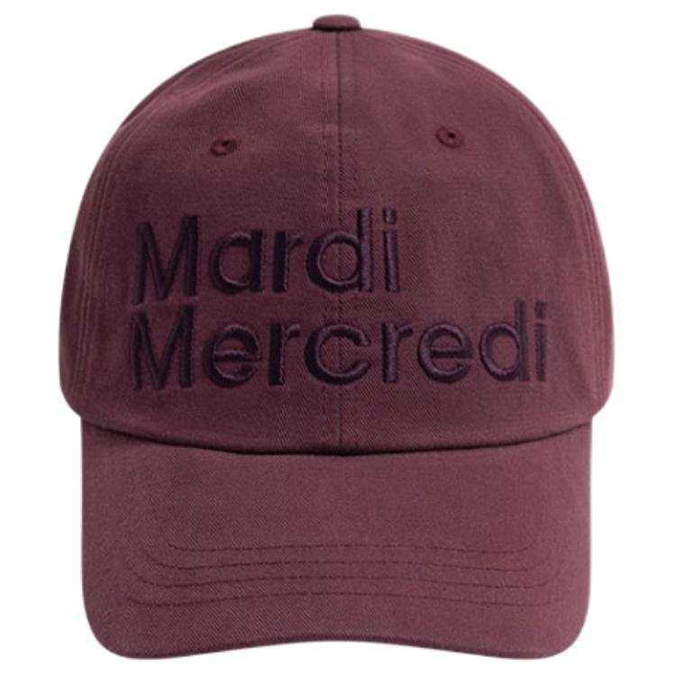 MARDI MERCREDI Cotton Baseball Caps Unisex Burgundy Red