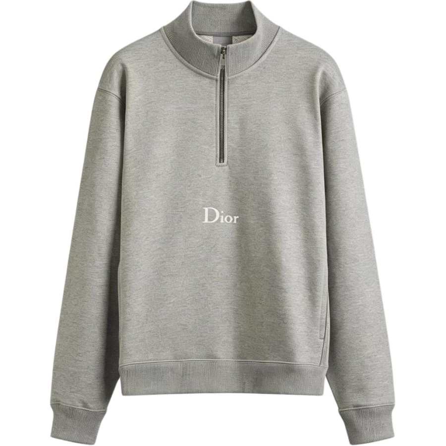 DIOR Sweatshirts Men's Gray Stand Collar Moderate Straight Fit