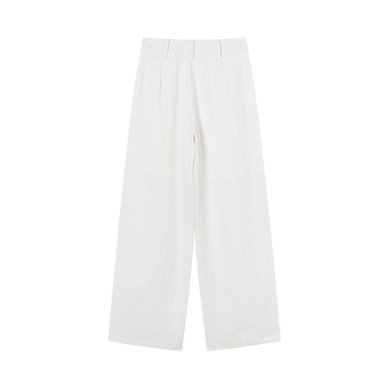 XIANGYING Casual Pants Women's White Moderate Straight Fit Pants