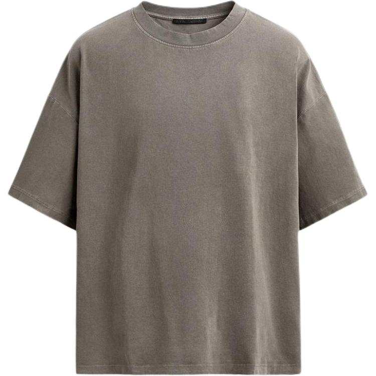 ZARA T Shirts Men's Gray Crew Neck