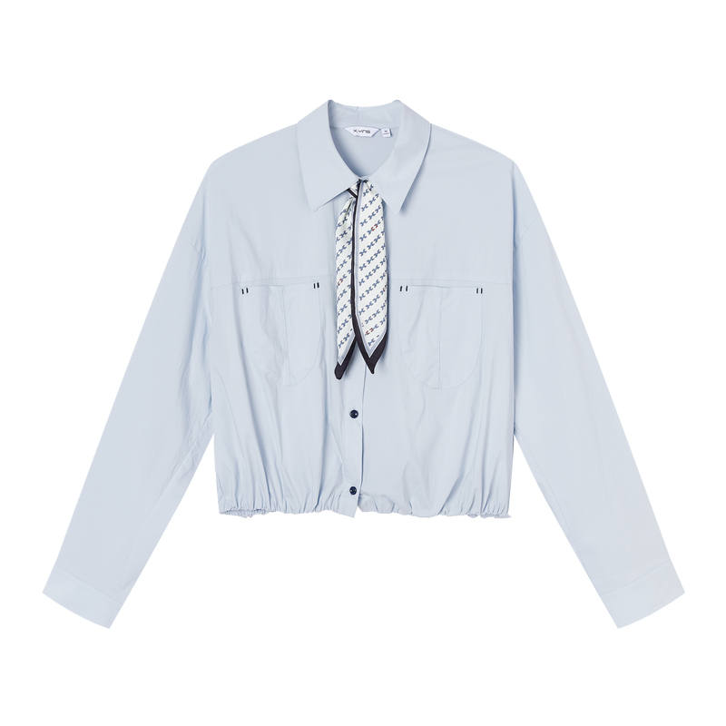 XIANGYING Cropped Coats Women's Blue Lapel Thin