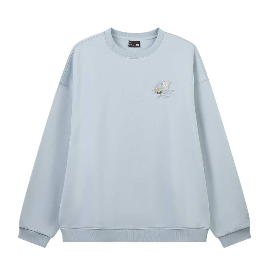 Li-Ning Li Ning Sports Life Collection Sweatshirts Women's Mist Blue Crew Neck Moderate Straight Fit