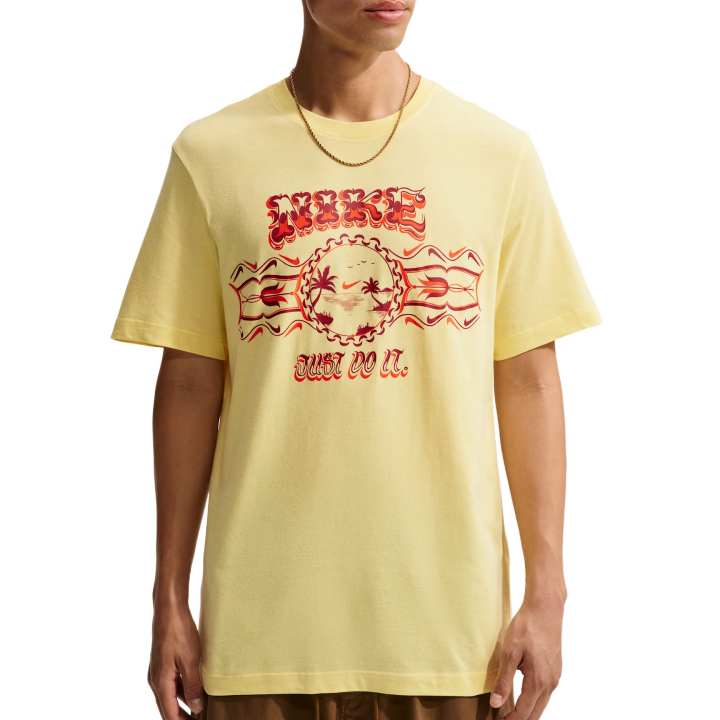 Nike Nike Sportswear T Shirts Men's Soft Yellow Crew Neck Moderate