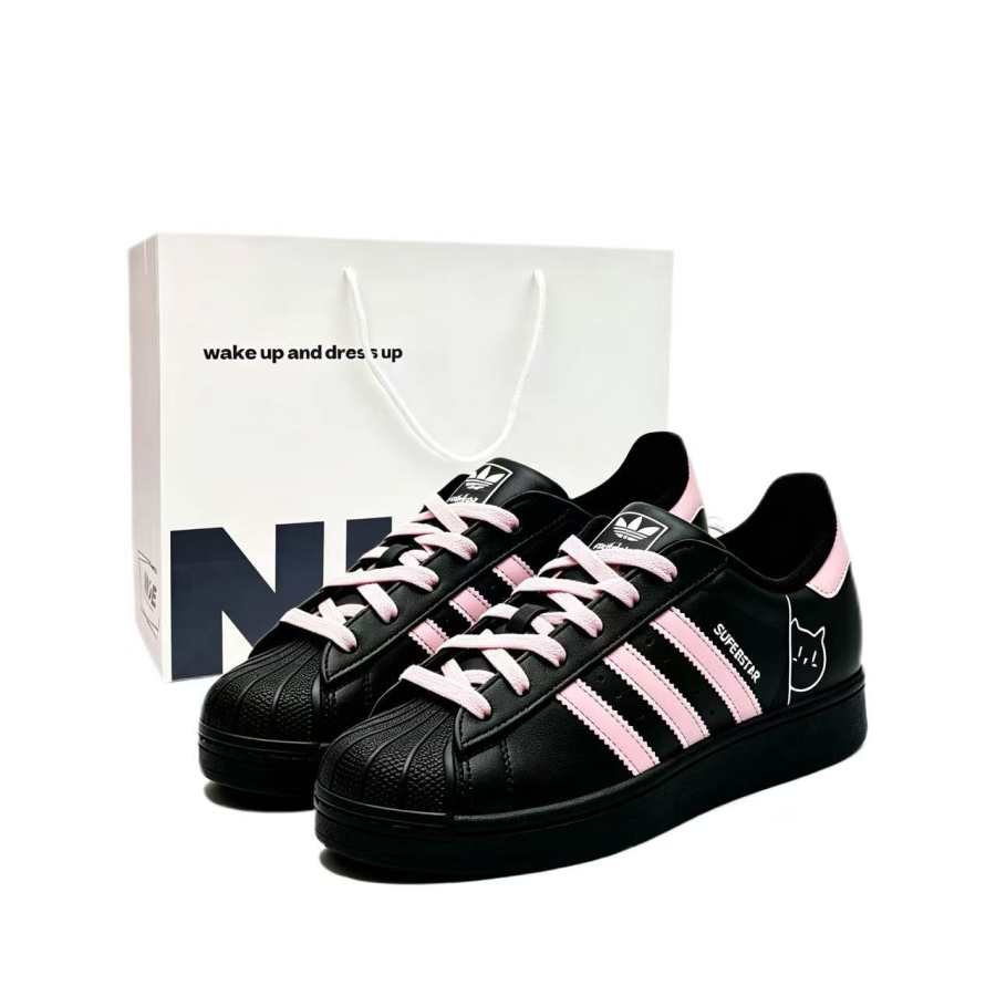 Adidas Originals SUPERSTAR Skateboard Shoes Unisex Low Top Black Pink