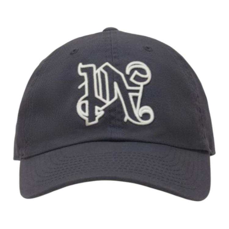 PALM ANGELS Cotton Baseball Caps Unisex Smoke Gray