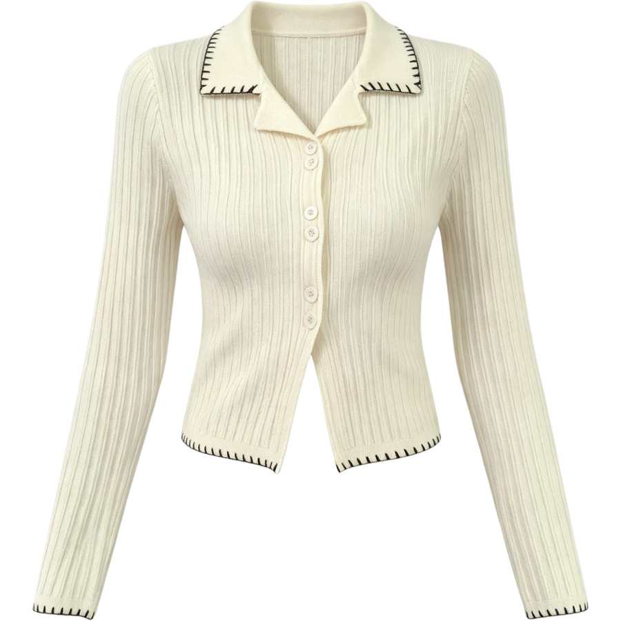CHARM GLOW Knitwear Women's Lapel Moderate A Line