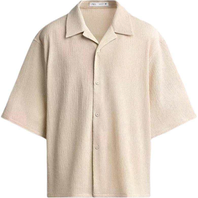 ZARA Shirts Men's Zebra Print Beige Lapel Moderate Other