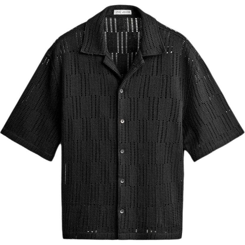ZARA Shirts Men's Black Lapel Moderate Other